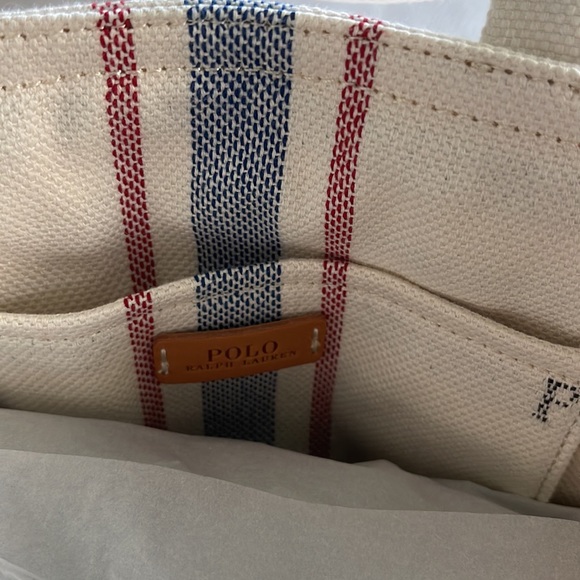 Polo by Ralph Lauren Cream Tote with Red and Blue Stripes - Picture 6 of 7